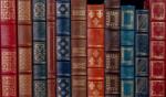 Book spines on a shelf.