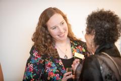 Jayne talking with a donor